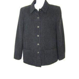 Lands End Dark Gray 10 Lambswool Wool Soft Jacket Coat Lined EUC Pockets Blazer